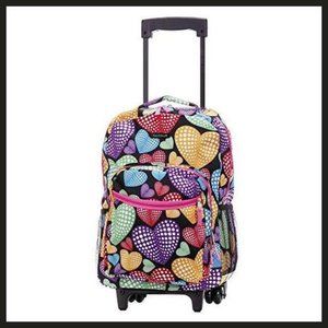 Rockland Double Handle Rolling Backpack, New Heart